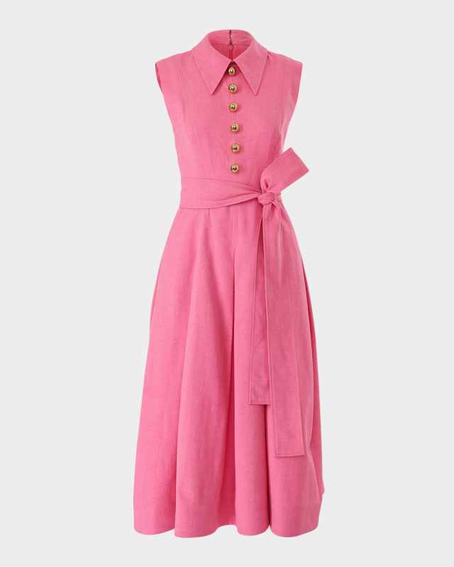 Sleeveless Pleated Midi Shirtdress